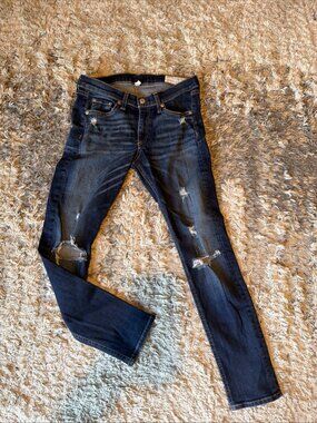 RAG & BONE Low Rise Capri Skinny Jeans Shredded Distressed Women’s 27